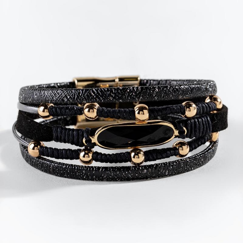 Black and Gold Rope Wrap Bracelet